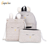 3pcs Cotton Cute Women Backpack Shoulder Crossbody with Wristlet